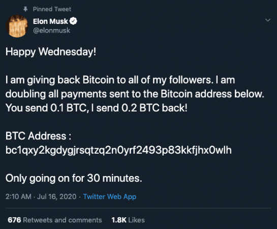 Elon Musk account hacked