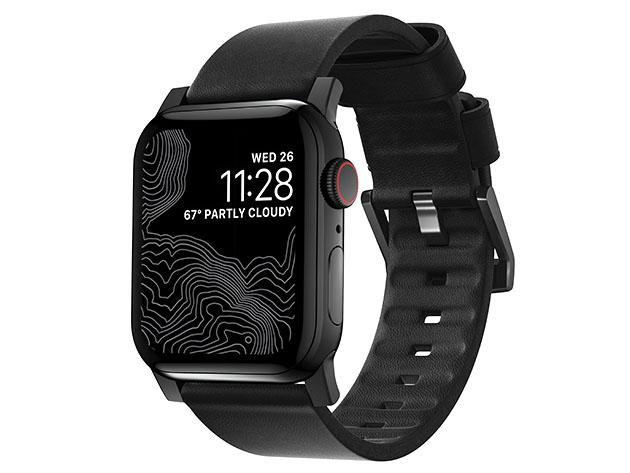 An Apple Watch with a heavy duty watch band