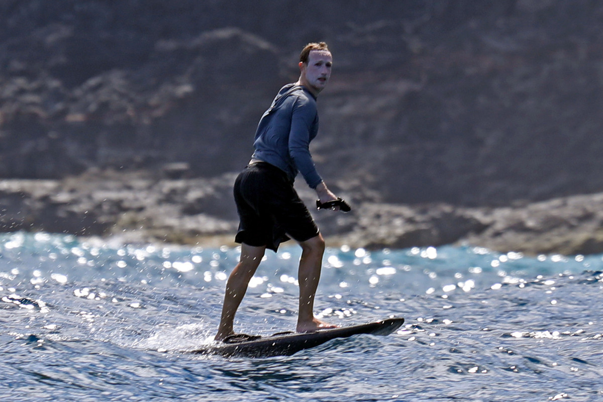 Mark Zuckerberg surfboards in Hawaii with way too much sunscreen