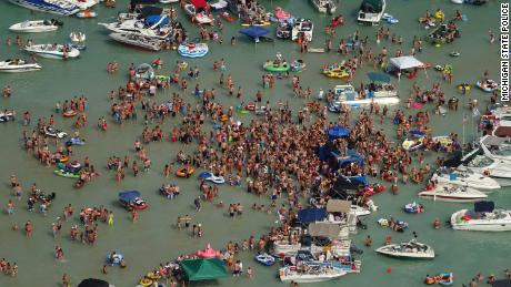 Hundreds gathered at Torch Lake, in the northwest corner Michigan&#39;s Lower Peninsula, over the July 4 weekend.