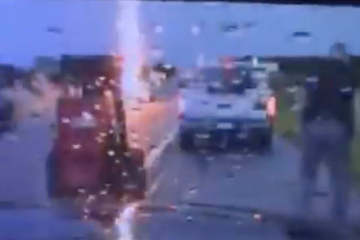 Oklahoma trooper helping motorist nearly struck by lightning