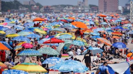 The beach at Coney Island in New York was heavily visited during the holiday weekend.