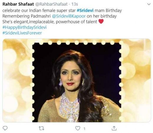 Fans heartfelt post on Sridevi's birthday