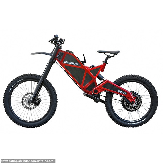 Power: The Swind EB-01 is said to have an official top speed of 60mph but able to go up to 80mph with 'a little tinkering' (stock image of the electric bike)