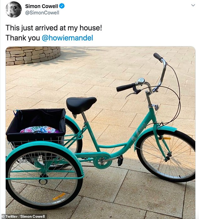 Funny gift! Simon shared a snap of a bike he was sent by his fellow America's Got Talent judge Howie Mandel on Friday