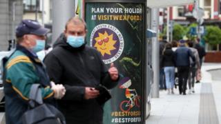 People wearing masks in Dublin