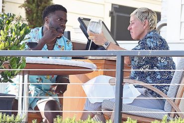 Besties: Kevin Hart, 41, and Ellen DeGeneres, 62, looked extra chummy as they enjoyed a sit down lunch at Rosewood Miramar in Montecito