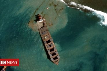 Mauritius oil spill: Satellite images show removal operation