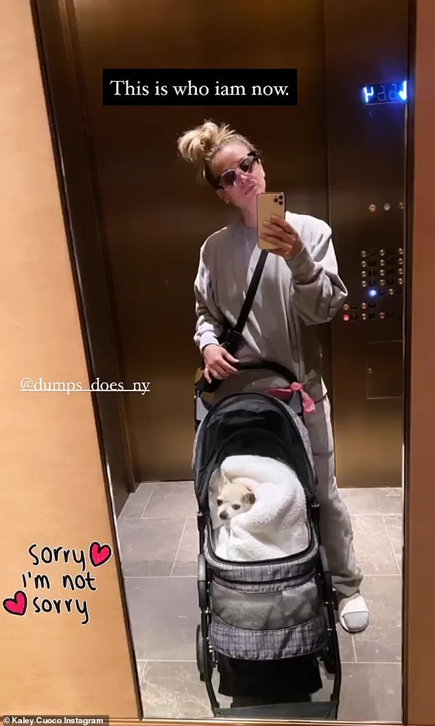 'Sorry, sorry': Kali is a well-known dog lover who recently started an Instagram account for Dumpy, 'Dumps Dues NY';  Seen on her Instagram story