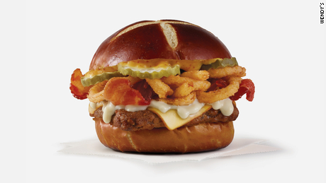 Wendy's new pretzel bacon pub cheeseburger is now available. 