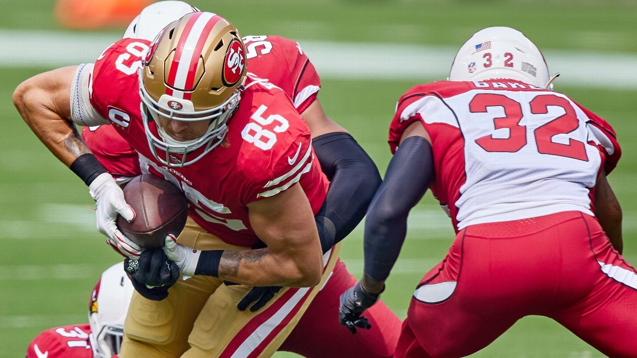 49ers TE George Kittle vs. Jets with a sprained ankle


