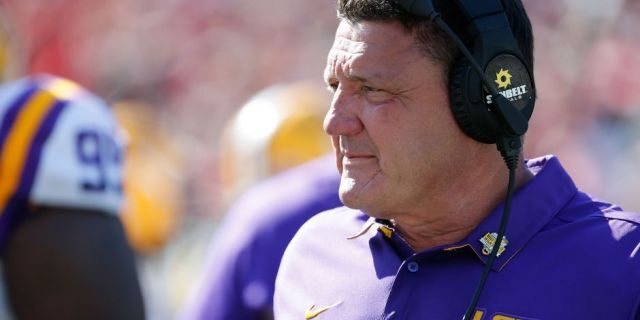 LSU Tigers head coach Ed Orgeron during the second half on December 31, 2016 at Camping World Stadium.  Mandatory Credit: Kim Clement-USA Today Sports