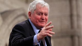 Former Canadian Prime Minister John Turner gestures on June 23, 2011 in Ottawa