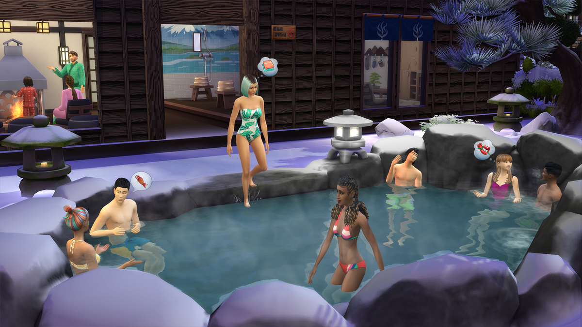 Sims on an onsen