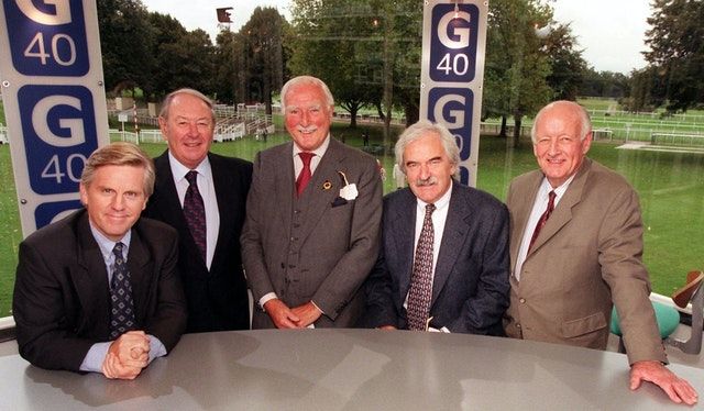 Steve Ryder, David Coleman, Peter Dimmock, Deslinam, Frank Boff on the occasion of the 40th anniversary of the Grandstand