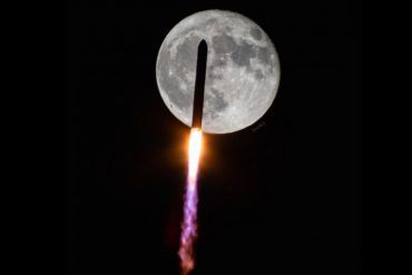 Rocket flying over the moon was captured, in the early decades