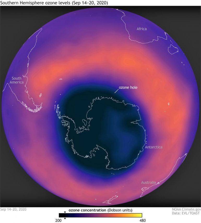 The large and deep Antarctic ozone hole will remain in place until November