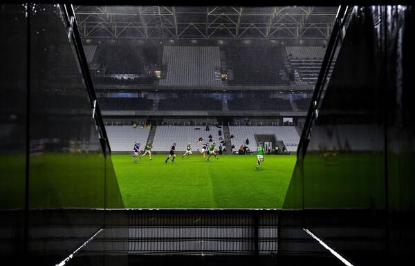 General view of heavy rain activity during the Munster SHC clash between Tipperary and Limerick.  Image: Brendan Moran / Sports File
