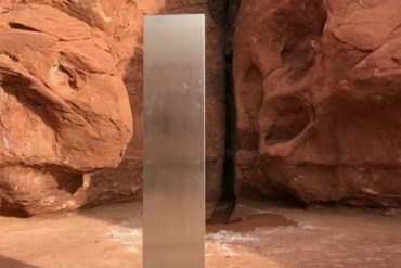 Metal monolith found in Utah. Pic: Utah Department of Public Safety