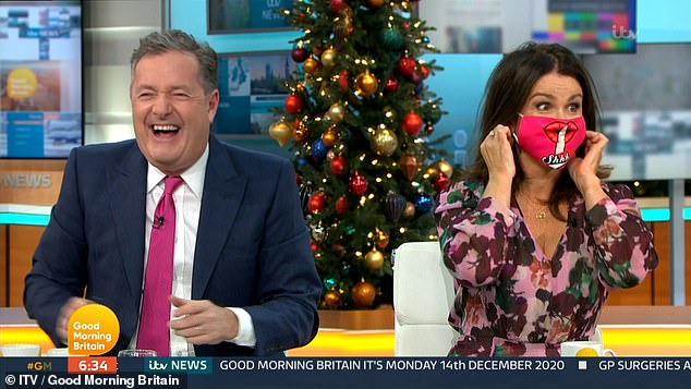 Baunter: Pierce Morgan left co-host Susanna Reid with a red face in Good Morning Britain on Monday.
