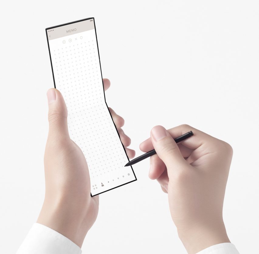 The slide-phone concept introduced by Nendo for OPPO comes with a stylus