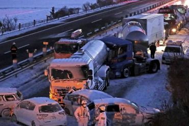 Snow makes a big pile on the national highway, and one person dies