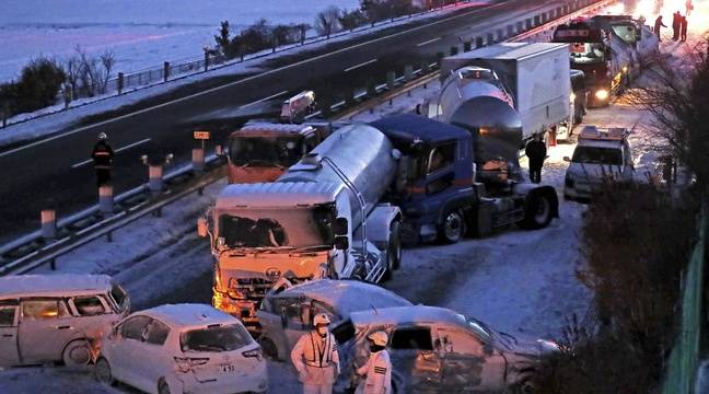 Snow makes a big pile on the national highway, and one person dies