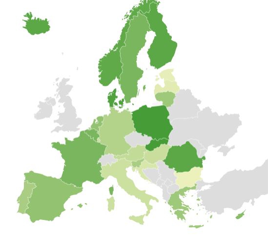   MAP.  Belgium in the middle of the European vaccination campaign

