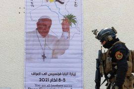 Ahead of the pope's visit, rockets were fired at an anti - jihadist coalition base in Iraq