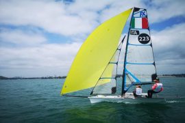 Sailing, first day at Lanzarote, Italy 49er, 49erFX - Last Olympic qualifier for OA sport
