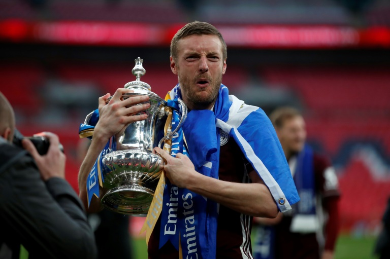 Leicester striker Jamie Wardy delights with FA Cup victory over Chelsea (1-0) in the final at Wembley Stadium in London on 15 May 2021