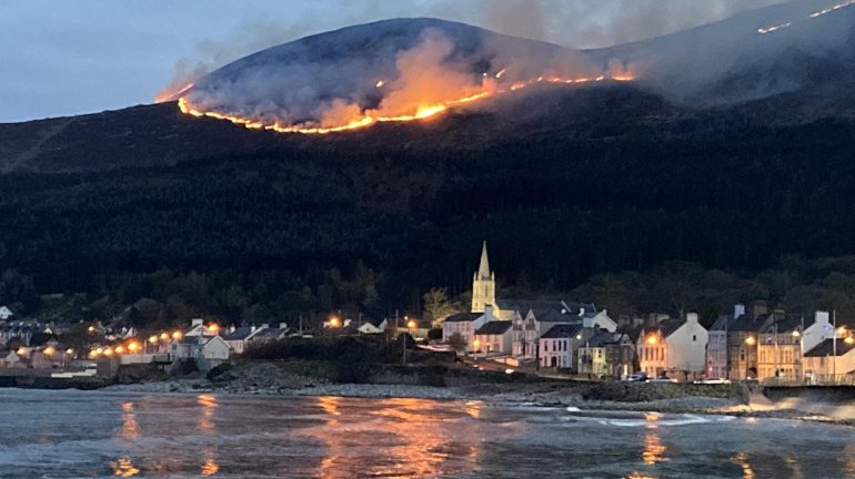 Large fire on the highest mountain in Northern Ireland