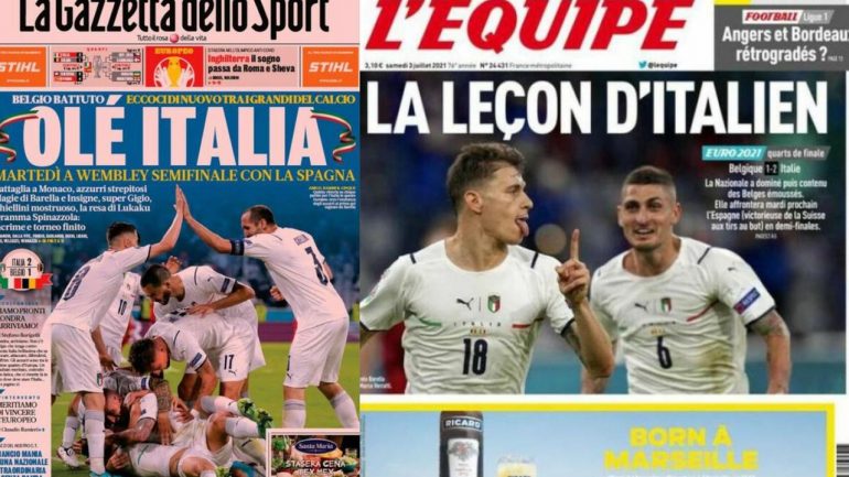 Italy's success in Italian and foreign newspapers: Barella on the team's front page