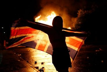 In Belfast, burning to mark as being from the United Kingdom