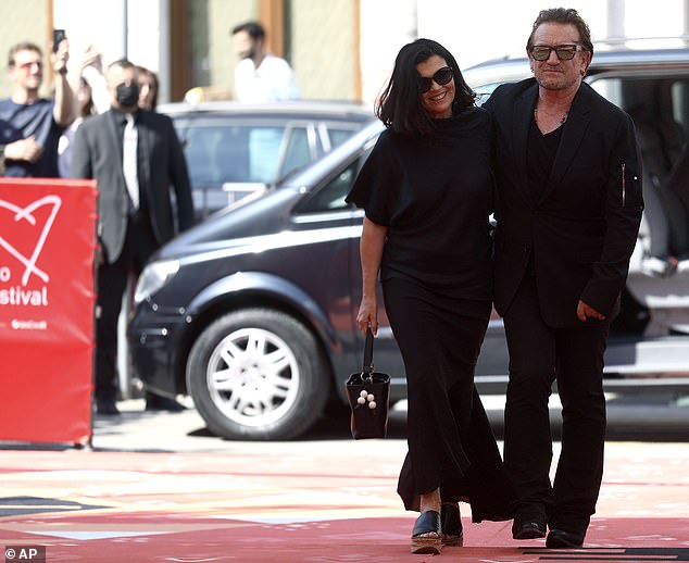 Bono appeared on the red carpet with his wife, Ali Hussain, at the Sarajevo Film Festival