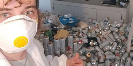 Person responsible for removing 8,000 empty beer cans left in an apartment in England