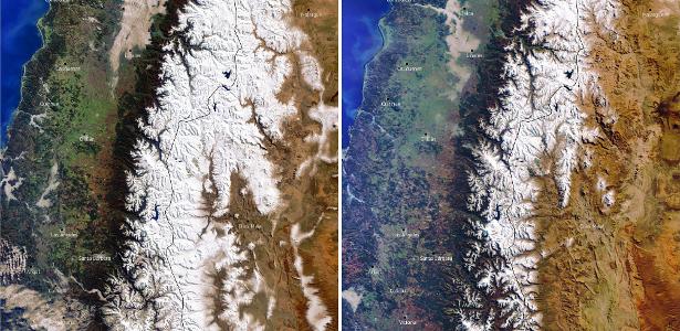 The "Megaseca" mountain peaks in the Andes leave no snow