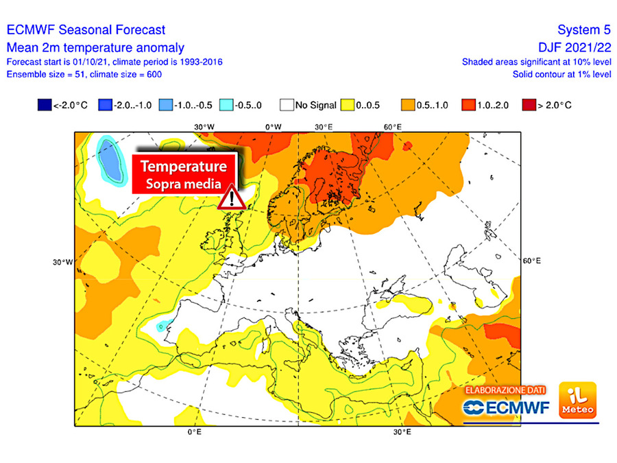 Beginning of winter: Mediterranean sea temperature above average in northern Europe