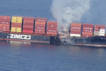 Burning container ship emits toxic gas off the coast of Canada