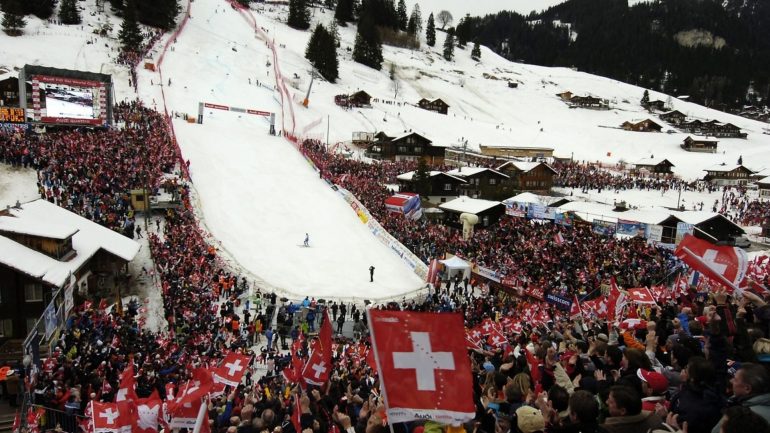 The crowd was allowed to return to Swiss ski racing