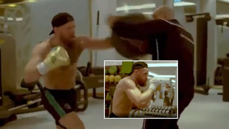 'Biggest comeback in sports history': Watch Connor McGregor show pad power as he prepares for the return of a broken leg