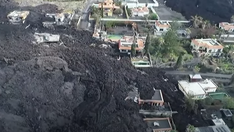 La Palma volcanic eruption - drone images reveal new island landscape on December 14 after more than three months of operation