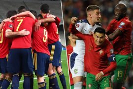 WM-Ticket gebucht: Jubel bei Spanien. Cristiano Ronaldo und Portugal müssen in die Playoffs, weil Serbien im direkten Duell gewinnt und sich das WM-Ticket schnappt.