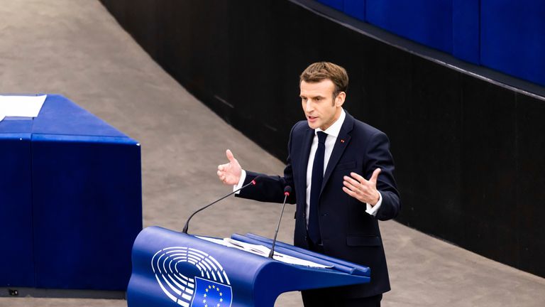 Emmanuel Macron presented the goal of the French presidency of the European Commission.  Photo: AP