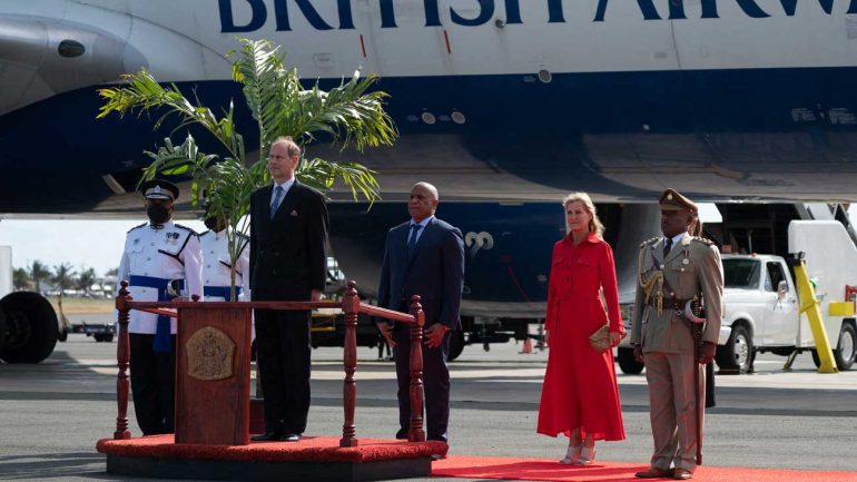 The Lord and Countess of Wessex landed at St. Lucia in the Caribbean