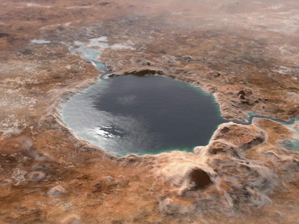 Le cratère Jezero il y a environ 4 milliards d