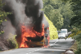 A school bus caught fire on Mammelles Road without causing any casualties