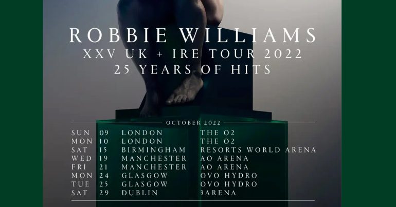 Robbie Williams Live - Robbie is touring the UK and Ireland!