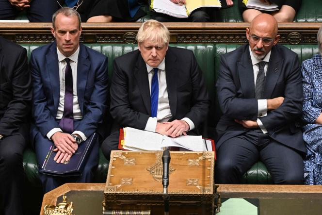 Britain's Prime Minister Boris Johnson at Parliament in London on July 6, 2022.