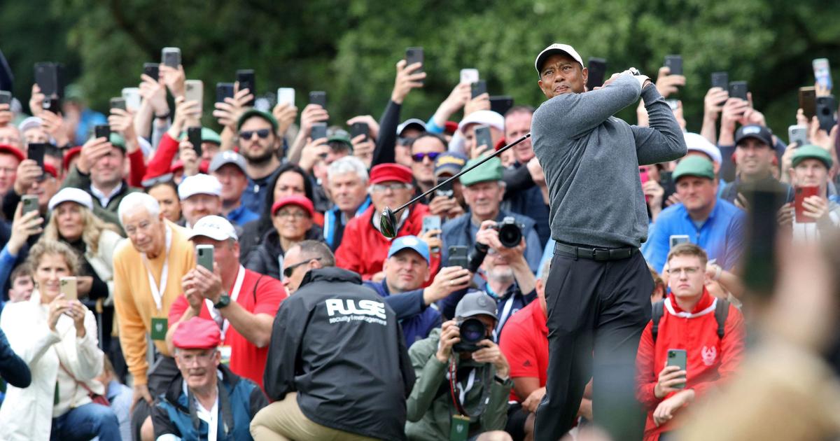 Tiger Woods celebrates in Ireland ahead of the 150th British Open at St Andrews.

